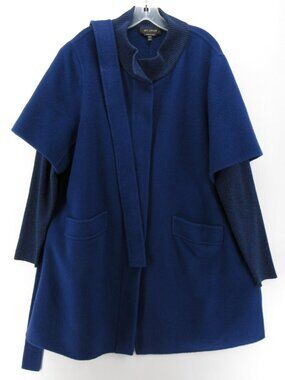 St John Jacket XL Wool Angora Cashmere Cape Sweater Coat Belted *